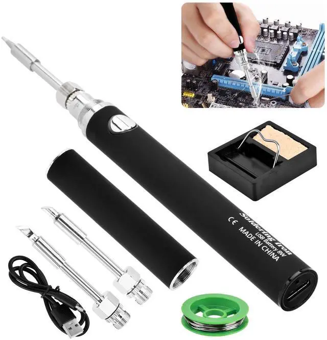 Main image of Cordless Soldering Iron Kit, Portable USB Wireless Electric Soldering Pen 3 Temperature Adjustment Office Hand Welding Tool for Appliance Repair, DIY(COLOR:black)