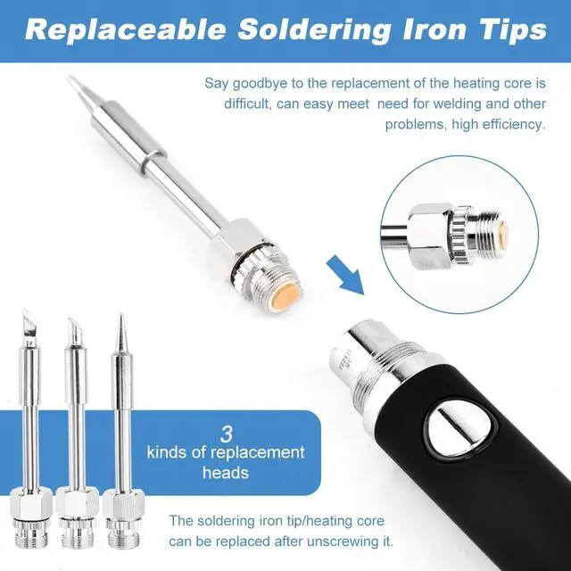 Alt view image 4 of 7 - Cordless Soldering Iron Kit, Portable USB Wireless Electric Soldering Pen 3 Temperature Adjustment Office Hand Welding Tool for Appliance Repair, DIY(COLOR:black)