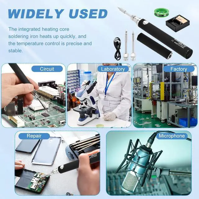 Alt view image 7 of 7 - Cordless Soldering Iron Kit, Portable USB Wireless Electric Soldering Pen 3 Temperature Adjustment Office Hand Welding Tool for Appliance Repair, DIY(COLOR:black)