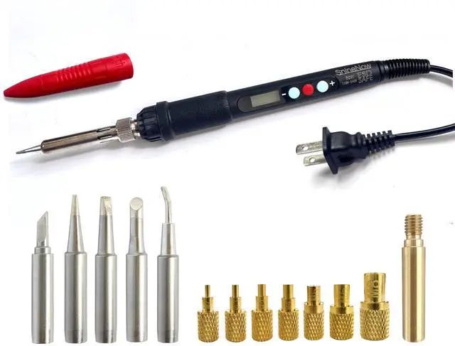 Main image of 60W Digital Soldering Iron Heat Set Insert Tool with Extra Soldering Tips and Heat Set Insert Tips