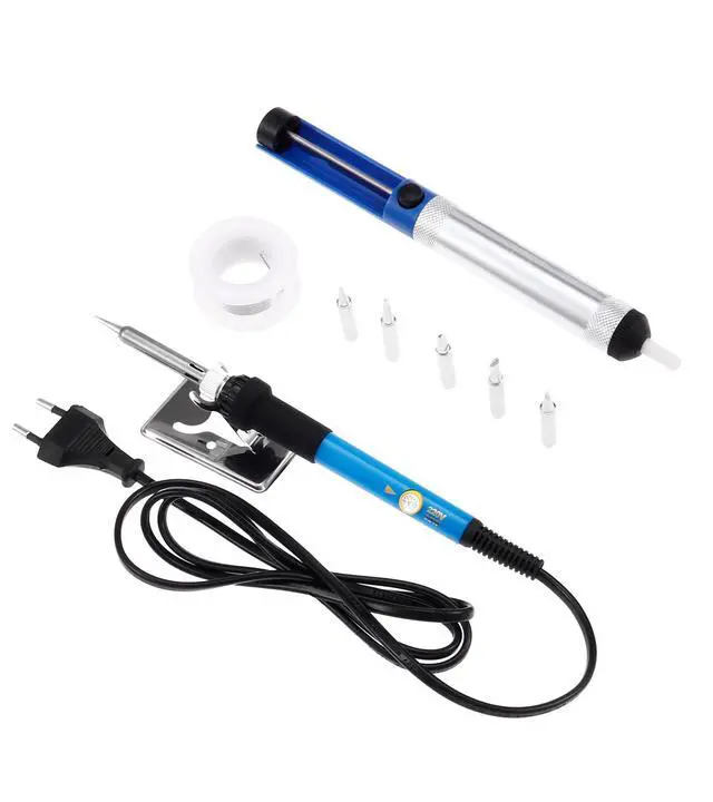 Alt view image 7 of 7 - Soldering Iron Kit, 60W 220V Adjustable Temperature Welding Tool, including 5PCS Replacement Tips, Temperature Adjust Soldering Iron, Desoldering Pump, Tin Wire Tube, Soldering Iron Stand