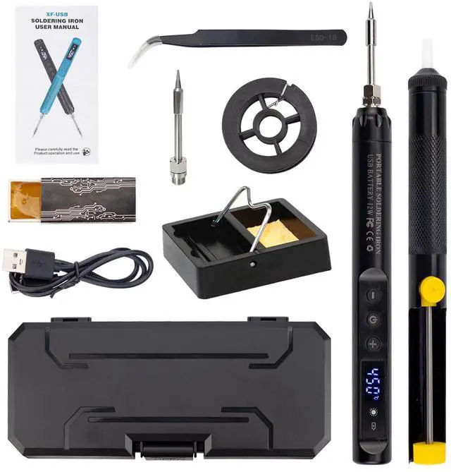 Main image of Cordless Soldering Iron Kit with LCD Display Portable USB Rechargeable Soldering Tool for Electronics, DIY Projects, and Home Repairs