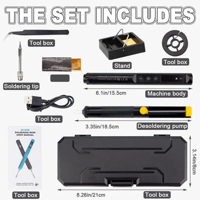 Alt view image 2 of 7 - Cordless Soldering Iron Kit with LCD Display Portable USB Rechargeable Soldering Tool for Electronics, DIY Projects, and Home Repairs