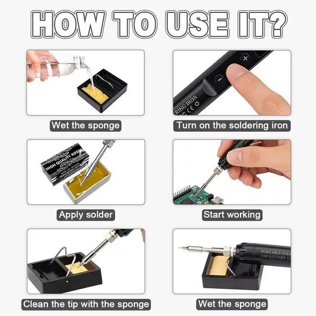 Alt view image 4 of 7 - Cordless Soldering Iron Kit with LCD Display Portable USB Rechargeable Soldering Tool for Electronics, DIY Projects, and Home Repairs