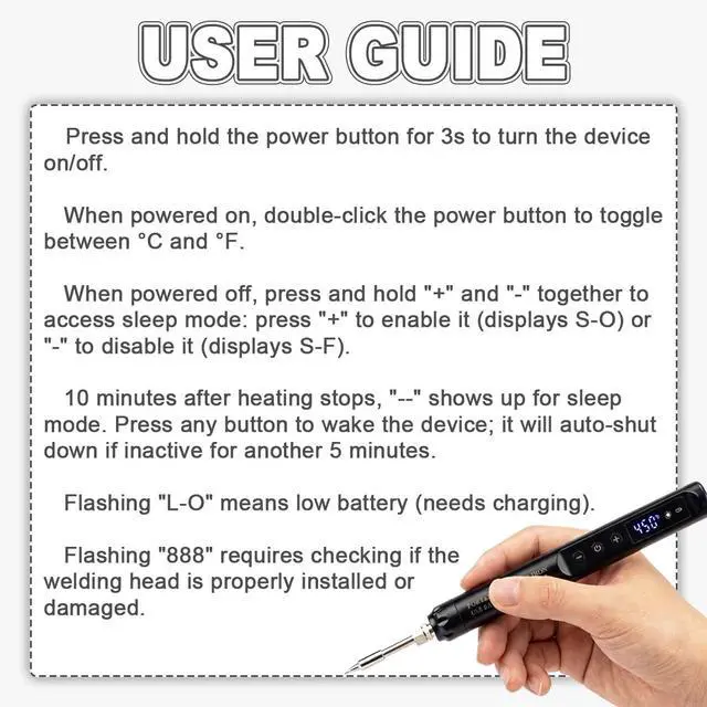 Alt view image 5 of 7 - Cordless Soldering Iron Kit with LCD Display Portable USB Rechargeable Soldering Tool for Electronics, DIY Projects, and Home Repairs