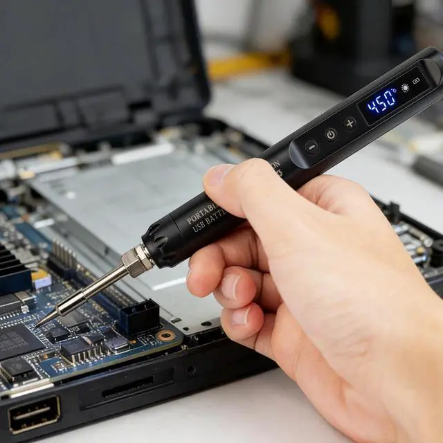 Alt view image 6 of 7 - Cordless Soldering Iron Kit with LCD Display Portable USB Rechargeable Soldering Tool for Electronics, DIY Projects, and Home Repairs