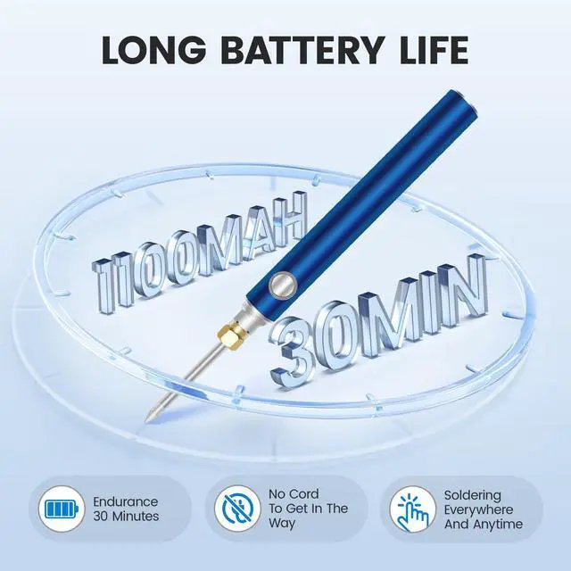 Alt view image 6 of 7 - Cordless Soldering Iron Kit, Wireless Electric Soldering Gun Pen, 1100mAh Large Battery, Portable and Rechargeable for Home Appliance Repair, Electronic Components, DIY
