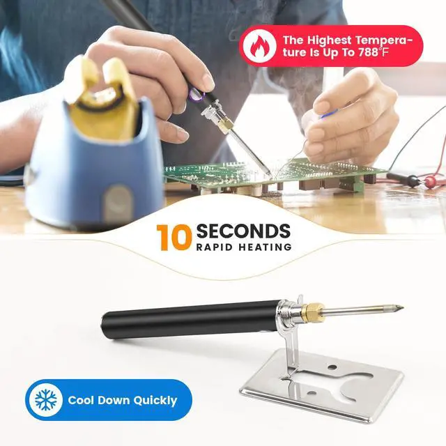 Alt view image 2 of 7 - Cordless Soldering Iron Kit, 1100mAh USB Wireless Electric Soldering Gun Pen, Portable and Rechargeable for Home Appliance Repair, Electronic Components, DIY, Black