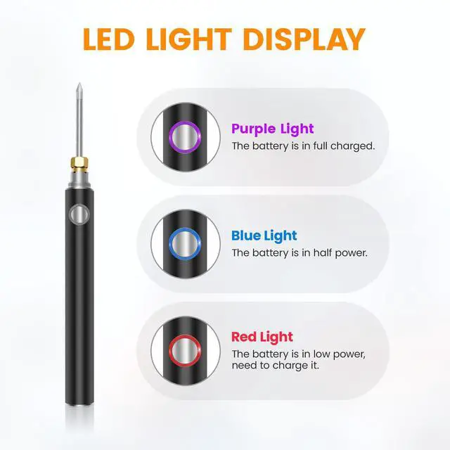 Alt view image 4 of 7 - Cordless Soldering Iron Kit, 1100mAh USB Wireless Electric Soldering Gun Pen, Portable and Rechargeable for Home Appliance Repair, Electronic Components, DIY, Black