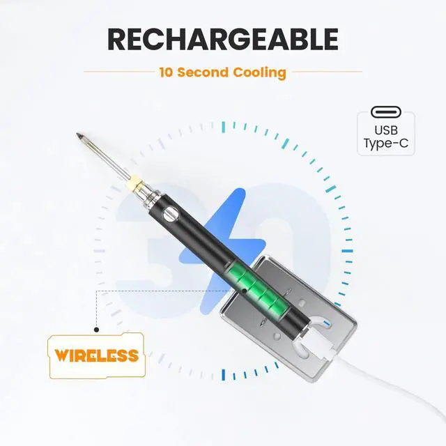 Alt view image 3 of 7 - Cordless Soldering Iron Kit, 1100mAh USB Wireless Electric Soldering Gun Pen, Portable and Rechargeable for Home Appliance Repair, Electronic Components, DIY, Black