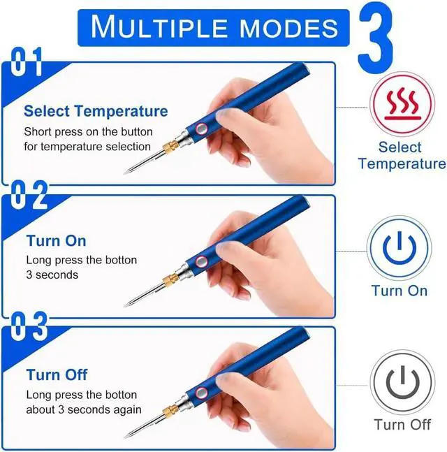 Alt view image 5 of 5 - Portable soldering iron, 1100 mAh battery, rechargeable for continuous repair, suitable for home appliance repair Electronic component soldering repair work