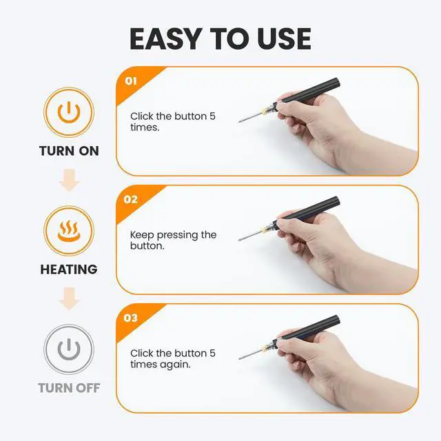 Alt view image 5 of 7 - Cordless Soldering Iron Kit, 1100mAh USB Wireless Electric Soldering Gun Pen, Portable and Rechargeable for Home Appliance Repair, Electronic Components, DIY, Black