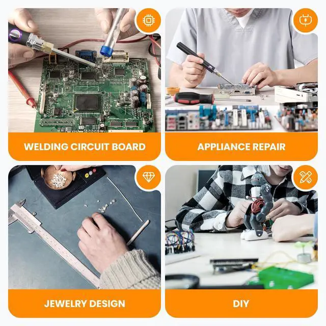 Alt view image 6 of 7 - Cordless Soldering Iron Kit, 1100mAh USB Wireless Electric Soldering Gun Pen, Portable and Rechargeable for Home Appliance Repair, Electronic Components, DIY, Black
