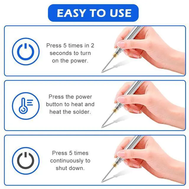 Alt view image 6 of 7 - Cordless Soldering Iron Kit, 15W Portable USB Soldering Pen, Fast Heat Up to 788°F (420°C), 5V Rechargeable Soldering Iron for Electronics Repair and DIY