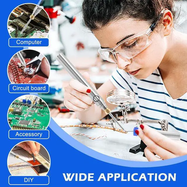 Alt view image 7 of 7 - Cordless Soldering Iron Kit, 15W Portable USB Soldering Pen, Fast Heat Up to 788°F (420°C), 5V Rechargeable Soldering Iron for Electronics Repair and DIY