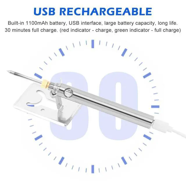 Alt view image 3 of 7 - Cordless Soldering Iron Kit, 15W Portable USB Soldering Pen, Fast Heat Up to 788°F (420°C), 5V Rechargeable Soldering Iron for Electronics Repair and DIY