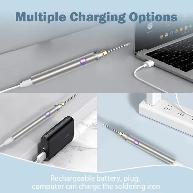 Alt view image 4 of 7 - Cordless Soldering Iron Kit, MecRecare 1100 mAh Battery USB Wireless Rechargeable And Portable with Automatic Heating Mode for Appliance Repair,Circuit Board Soldering,DIY