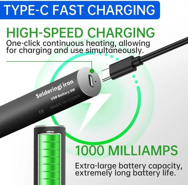 Alt view image 3 of 5 - Portable Rechargeable Home Appliance Repair Tool PVC Circuit Board Repair Soldering Iron Kit 1000mAh Battery USB Wireless Electric Soldering Pen with Adjustable Temperature Electronic Component DIY