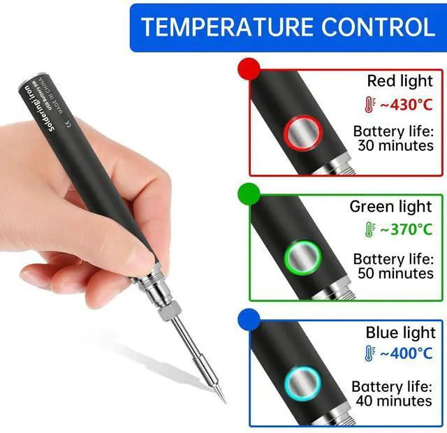 Alt view image 4 of 5 - Portable Rechargeable Home Appliance Repair Tool PVC Circuit Board Repair Soldering Iron Kit 1000mAh Battery USB Wireless Electric Soldering Pen with Adjustable Temperature Electronic Component DIY