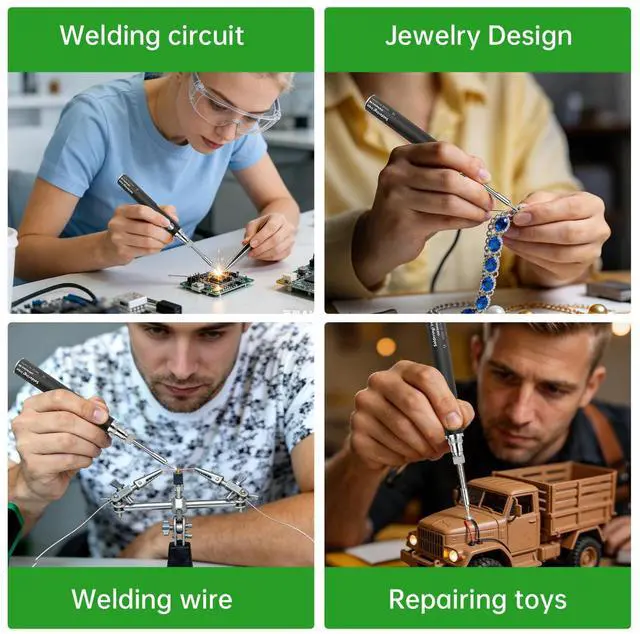Alt view image 5 of 5 - Portable Rechargeable Home Appliance Repair Tool PVC Circuit Board Repair Soldering Iron Kit 1000mAh Battery USB Wireless Electric Soldering Pen with Adjustable Temperature Electronic Component DIY