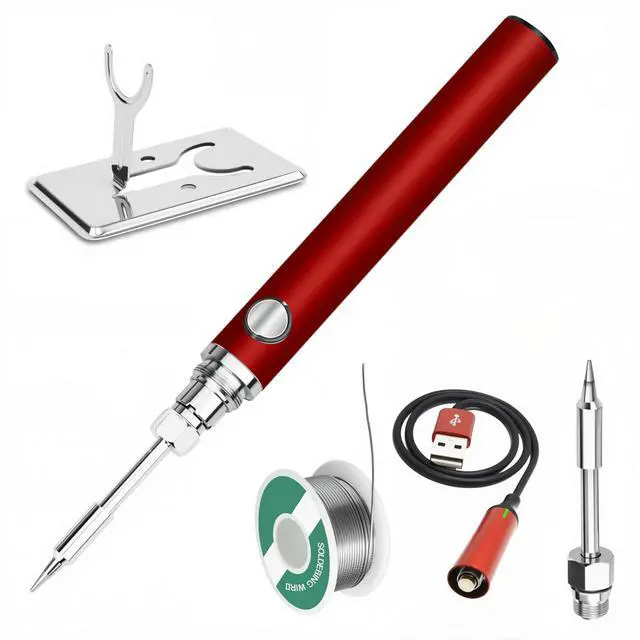 Main image of Portable Soldering Iron Newly upgraded large capacity 1100 mAh portable soldering iron Suitable for electronic repair welding, solder fixing, and circuit use(red)