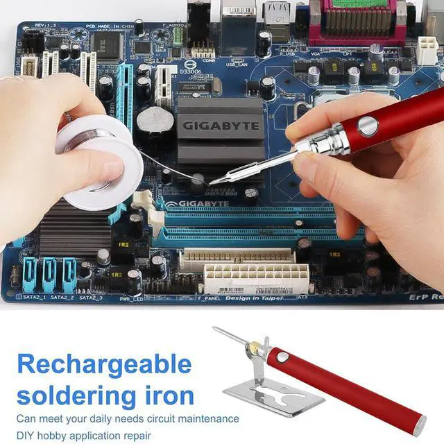 Alt view image 5 of 5 - Portable Soldering Iron Newly upgraded large capacity 1100 mAh portable soldering iron Suitable for electronic repair welding, solder fixing, and circuit use(red)