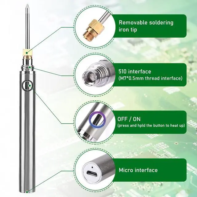 Alt view image 5 of 7 - 5V 15W Cordless Portable USB Soldering Iron, Rechargeable Built-In Battery Soldering Iron Kit, Electronic Soldering Tool Pen Kit Charging Welding Tool