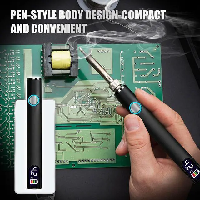 Alt view image 2 of 7 - 510 Thread Soldering Pen, Portable Rechargeable Wire Soldering Pen Set With Led Display, Suitable for Appliance Repair, Electronic Component Repair and Diyblack