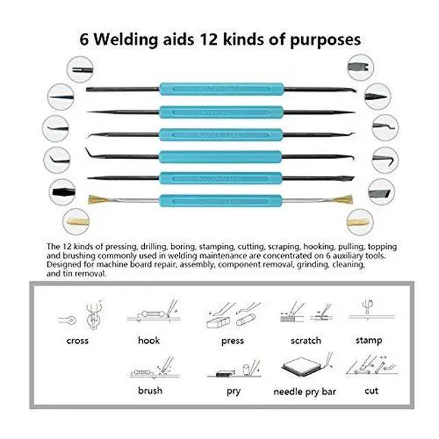Alt view image 4 of 6 - Professional welding tools and desoldering tool sets (11 pieces), desoldering pumps, desoldering wicks, wire cutters, tweezers, soldering iron auxiliary accessories