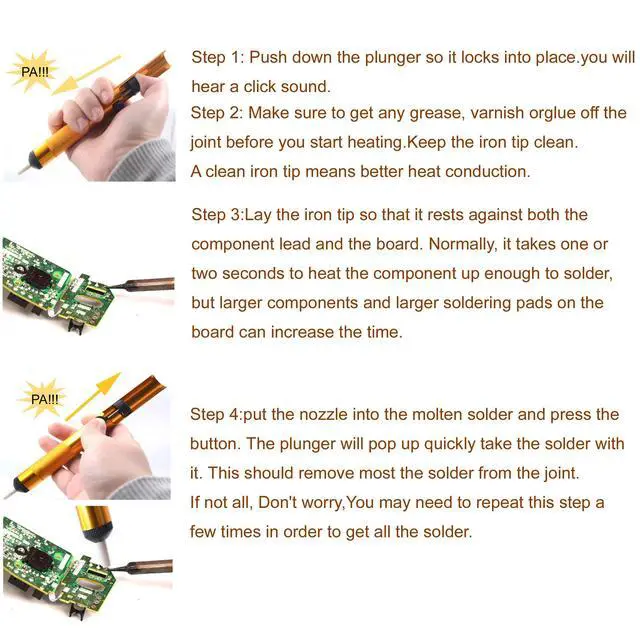 Alt view image 2 of 5 - (Pack of 4) All Aluminum Alloy Solder Sucker Desoldering Pump, Vacuum Solder Sucker Removal Tool for Desoldering