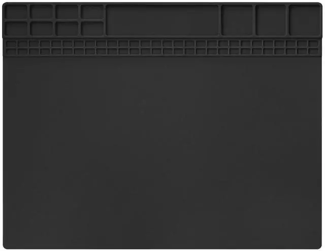 Main image of Soldering Mat Silicone Repair Mat Heat Resistant 932°F Workbench Mat for Cellphone, Computer, PCB board Electronic Repair Mat for Soldering Station Iron Gun with Size 16 x 12 Inch (Black