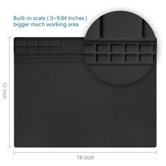 Alt view image 4 of 7 - Soldering Mat Silicone Repair Mat Heat Resistant 932°F Workbench Mat for Cellphone, Computer, PCB board Electronic Repair Mat for Soldering Station Iron Gun with Size 16 x 12 Inch (Black