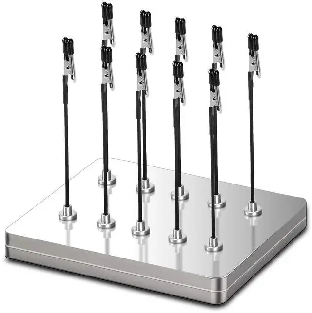 Main image of Magnetic Helping Hands for Soldering - All-in-One Station with 10 Flexible Clips & Steel Box - Ideal for Soldering, Model Painting, PCB Holder (Silver)