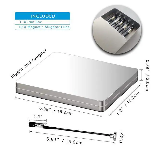 Alt view image 2 of 7 - Magnetic Helping Hands for Soldering - All-in-One Station with 10 Flexible Clips & Steel Box - Ideal for Soldering, Model Painting, PCB Holder (Silver)