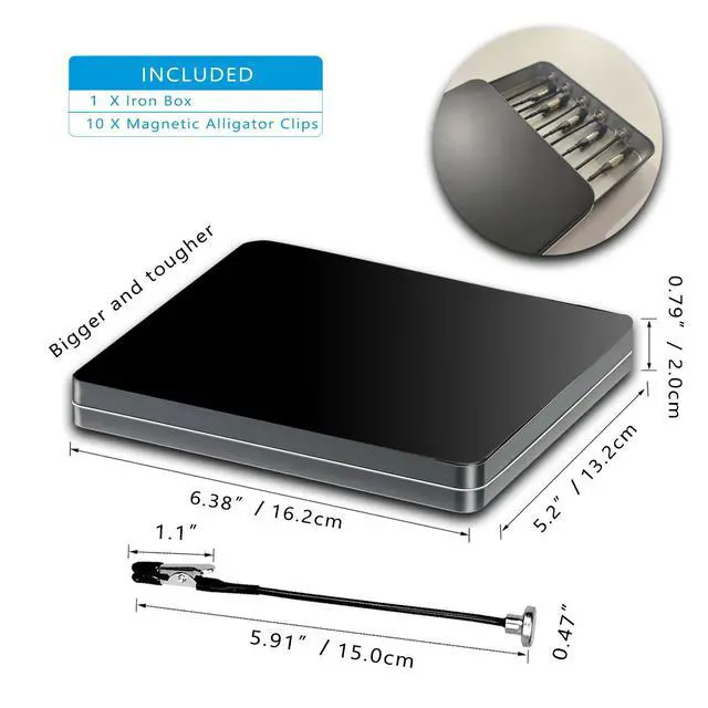 Alt view image 2 of 7 - Magnetic Helping Hands for Soldering - All-in-One Station with 10 Flexible Clips & Steel Box - Ideal for Soldering, Model Painting, PCB Holder (Black)