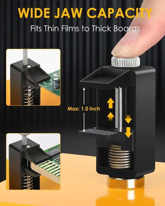Alt view image 3 of 7 - Helping Hands Soldering Station, 2 Way Magnetic PCB Holder Clamps, One-Push Spring Loaded Third Hand Tool for Electronics, PCB Repair and DIY, Craft