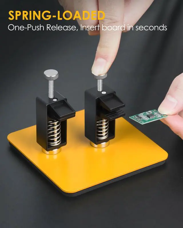 Alt view image 7 of 7 - Helping Hands Soldering Station, 2 Way Magnetic PCB Holder Clamps, One-Push Spring Loaded Third Hand Tool for Electronics, PCB Repair and DIY, Craft