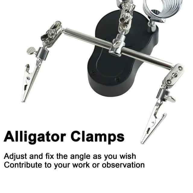 Alt view image 2 of 7 - Helping Hands Magnifying Glass Soldering Station, LED Lighted 3.5X 12X Magnifier with Auxiliary Clips Alligator Clamp for Miniatures Projects,Model Making, Soldering
