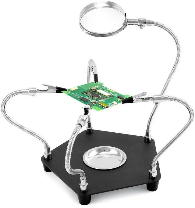 Main image of Third Hand Soldering Station with 3X Magnifier and 4 Flexible Arms, Soldering Aid Helping Hand Soldering for Electronics, Jewelry, Crafts and more
