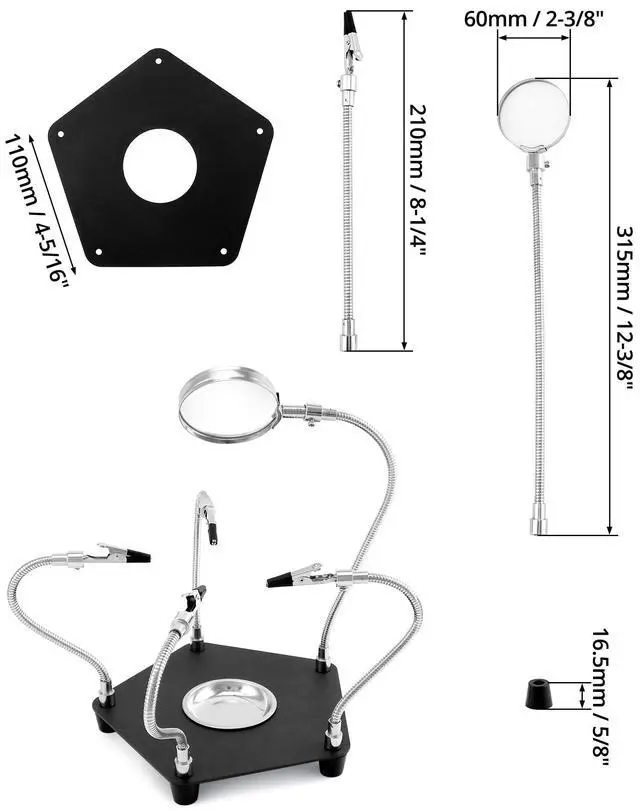 Alt view image 6 of 7 - Third Hand Soldering Station with 3X Magnifier and 4 Flexible Arms, Soldering Aid Helping Hand Soldering for Electronics, Jewelry, Crafts and more