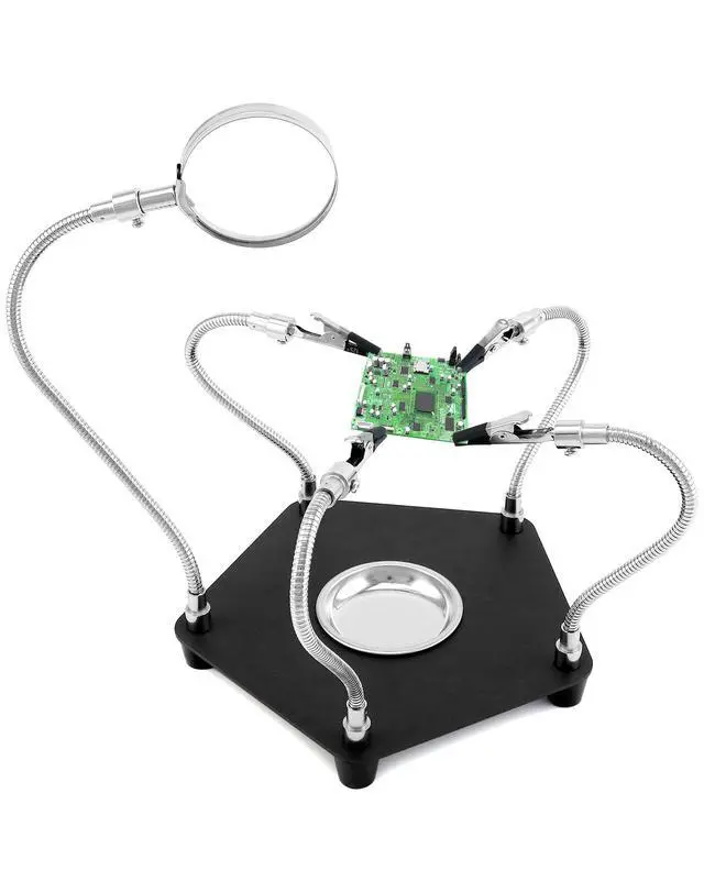 Alt view image 7 of 7 - Third Hand Soldering Station with 3X Magnifier and 4 Flexible Arms, Soldering Aid Helping Hand Soldering for Electronics, Jewelry, Crafts and more