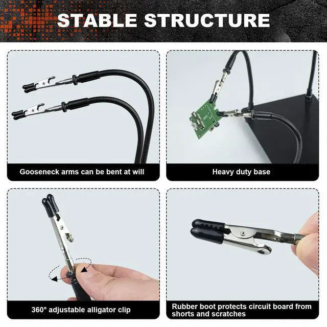 Alt view image 2 of 6 - Helping Hands Soldering Station, Soldering Kit, Third Hand Soldering Tool 4 Flexible Arms Helping Hands for Electronic Repair Soldering Jewelry Crafts - Black