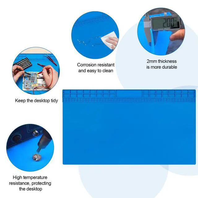 Alt view image 3 of 6 - Oversized Large Soldering Mat, 27.6"x15.7" Heat Resistant Silicone Work Mat, 932°F Anti-Static & Magnetic Repair Pad for BGA Soldering Iron, Electronics, Phone, Laptop, PC, Watch Repair