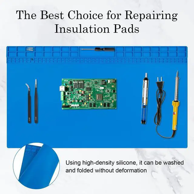 Alt view image 5 of 6 - Oversized Large Soldering Mat, 27.6"x15.7" Heat Resistant Silicone Work Mat, 932°F Anti-Static & Magnetic Repair Pad for BGA Soldering Iron, Electronics, Phone, Laptop, PC, Watch Repair
