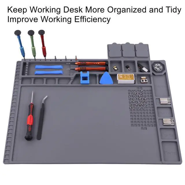 Alt view image 2 of 7 - Premium Heat Resistant 932°F Magnetic Soldering Mat, 17.3'' x 11.8'' Electronics Repair Work Mat for Soldering, Electronics Computer Cellphone Repair, BGA Soldering Gun Iron Workbench Protection