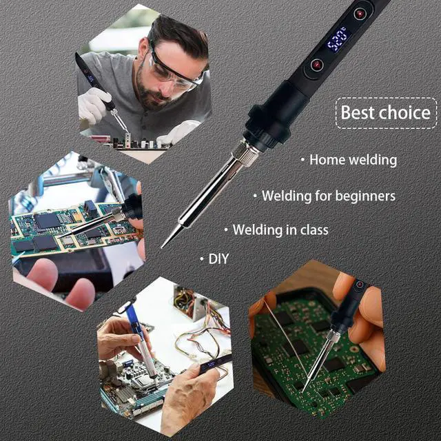 Alt view image 6 of 6 - Soldering Iron Kit 80W LCD Digital Adjustable Temperature Soldering Tool Set with 5 Precision Tips, Desoldering Pump, Solder Wire, Stand for DIY, Electrical Repairs, and Metal Work