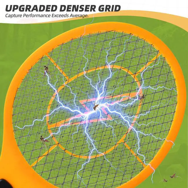 Alt view image 5 of 7 - Electric Fly Swatter Handheld Bug Zapper - Indoor Outdoor Zapping Racket for Pest Mosquito & Flies - Battery Powered Safe to Touch with 3-Layer Safety Mesh, Standard Size, Pack of 3