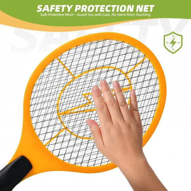 Alt view image 4 of 7 - Electric Fly Swatter Handheld Bug Zapper - Indoor Outdoor Zapping Racket for Pest Mosquito & Flies - Battery Powered Safe to Touch with 3-Layer Safety Mesh, Standard Size, Pack of 3