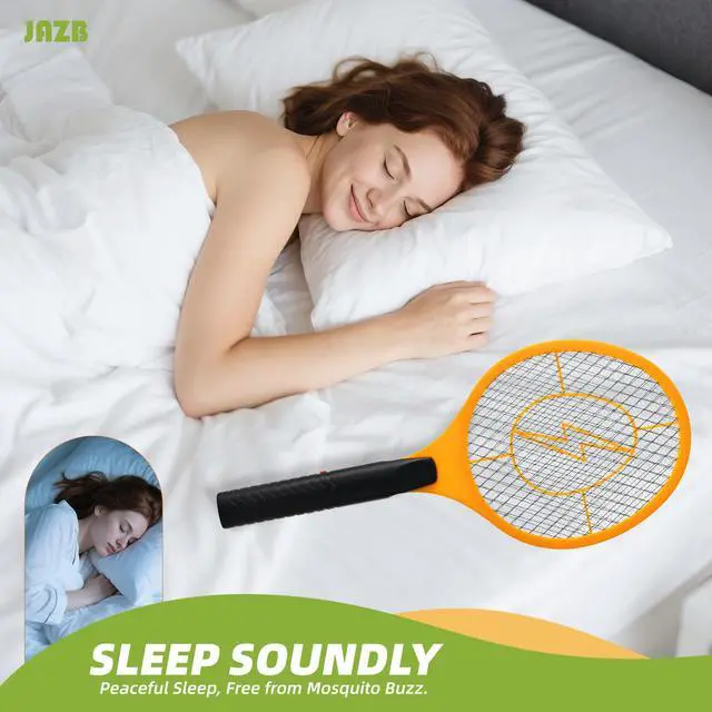 Alt view image 7 of 7 - Electric Fly Swatter Handheld Bug Zapper - Indoor Outdoor Zapping Racket for Pest Mosquito & Flies - Battery Powered Safe to Touch with 3-Layer Safety Mesh, Standard Size, Pack of 3