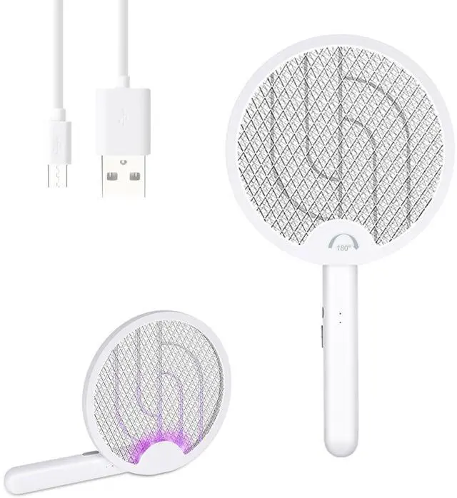 Main image of Electric Fly Swatter 4000V, Bug Zapper Racket Indoor with USB Rechargeable, Mosquitoes Trap Lamp Rechargeable with 1200mAh Battery for Indoor Mosquito Bat, Fruit Fly Killer for Home